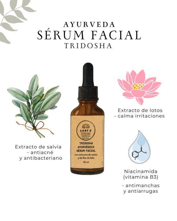 Sérum facial TRIDOSHA con Niacinamida iluminador antiedad y antimanchas 30 ml - Imagen 2