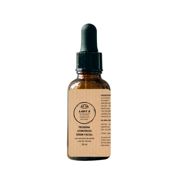 Sérum facial TRIDOSHA con Niacinamida extracto de salvia y loto iluminador antiedad y antimanchas 30 ml