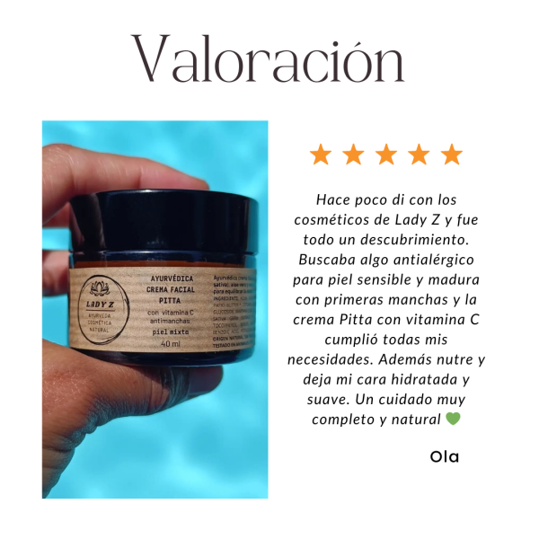 Crema facial VATA-PITTA más densa con vitamina C antimanchas piel mixta 40 ml - Imagen 3