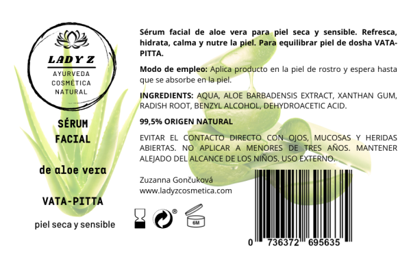 Sérum facial VATA-PITTA con aloe vera 30 ml - Imagen 2