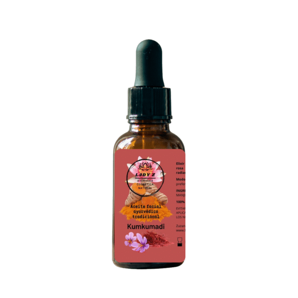 Aceite facial ayurvédico tradicional Kumkumadi azafrán y cúrcuma antiedad y iluminación de piel 30 ml