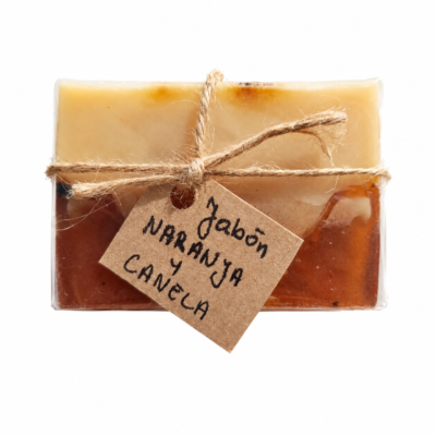 Jabón casero natural con manteca de karité naranja y canela 60g