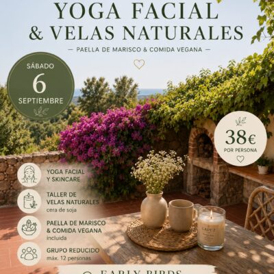 Reserva tu plaza para evento de vela natural y yoga facial con paella de marisco y comida vege – 6 de septiembre