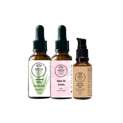 Pack basico KAPHA: limpiador + agua de rosa + crema PIEL GRASA
